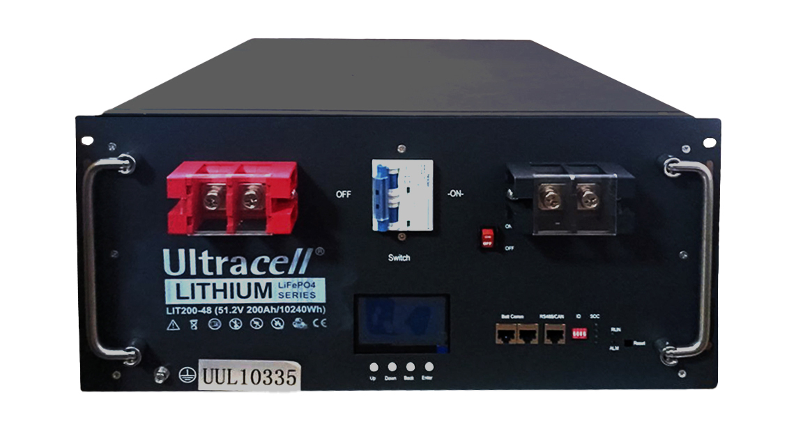 Батарея акумуляторна Ultracell LiFePO4 48(51.2)V 200Ah/ 10240W(10.24kW)Grade-A, CAN PROTOCOL Steel Case